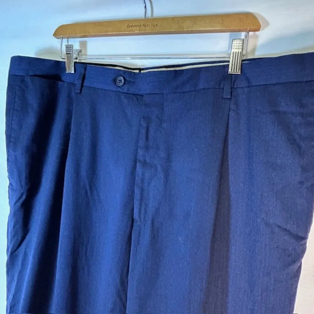 Daniel Cremieux/Loro Piana Navy Blue Wool Silk Single Pleat Cuffed Pants 40X29